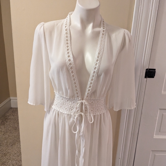Mixfeer white boho long sheer duster size S - Picture 4 of 9